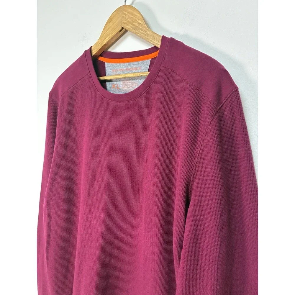 Banana Republic Sweater Men’s XL Waffle Crew Scarlet Rose Pullover Minimalist